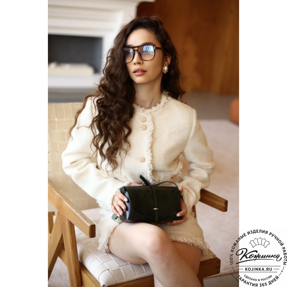 Женская кожаная сумка "Милла макси" (зеленая глянец)